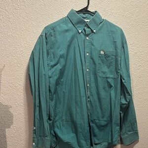 Cinch Men's Turquoise Checkered Button-Down Shirt
